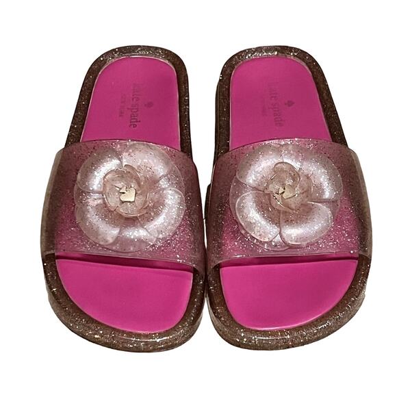 Kate Spade Pink Glitter PVC Pool Slides Size 9 - Picture 1 of 11